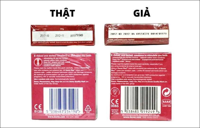 Dựa vào màu sắc, quy cách đóng gói để phân biệt bao cao su thật - giả