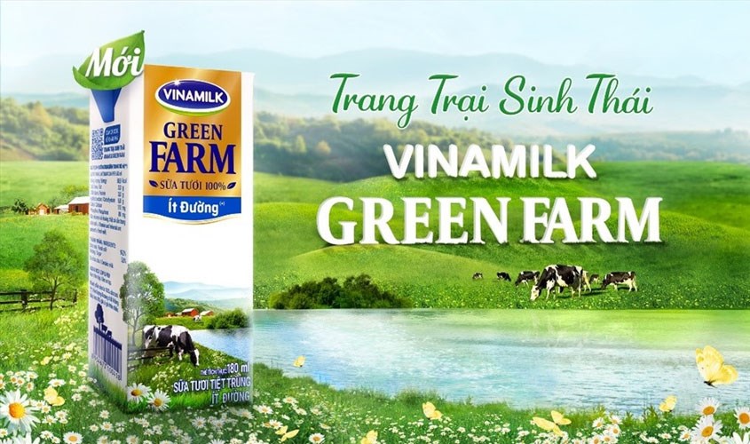 Lốc 4 hộp sữa tươi Vinamilk Green Farm có đường 180 ml