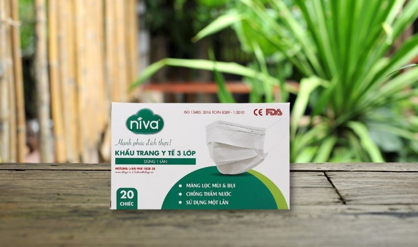 Hộp 20 cái khẩu trang y tế Niva 3 lớp Hộp 20 cái khẩu trang y tế Niva 3 lớp