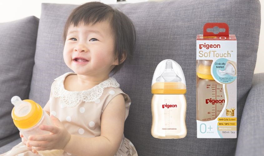 Bình sữa nhựa PPSU Pigeon Plus cổ rộng 160 ml