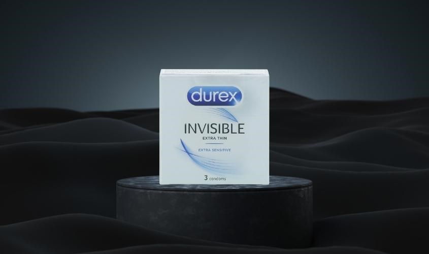 Hộp 3 cái bao cao su Durex Invisible 52 mm
