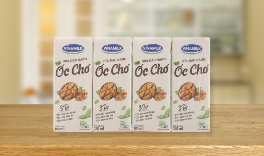 Lốc 4 hộp sữa đậu nành hạt óc chó Vinamilk 180 ml