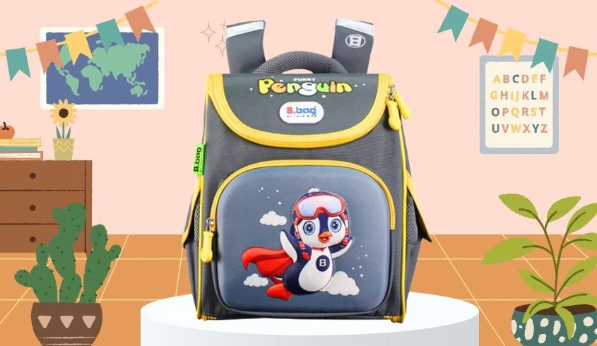 Balo chống gù B.Bag Genius Box F2-Penguin B-12-105 xám