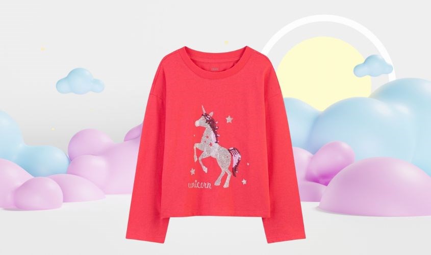 Áo thun bé gái Canifa 1TL21W009-SM121 màu hồng đỏ