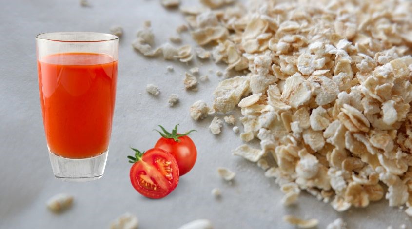 Sử dụng bột yến mạch trộn cà chua xay nhuyễn làm mặt nạ dưỡng trắng