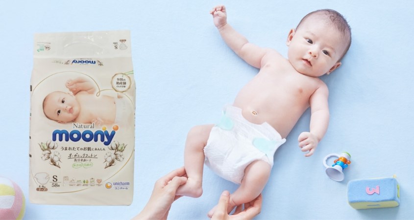 Tã dán Moony Natural size S 58 miếng (4 - 8 kg)