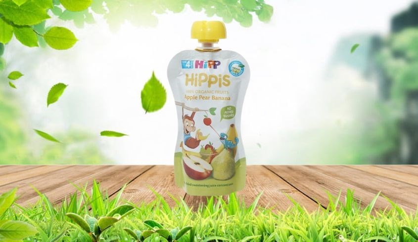 Dinh dưỡng trái cây nghiền HiPPiS táo, lê và chuối túi 100g (từ 4 tháng)
