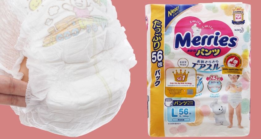 Tã quần Merries size L 56 miếng (9 - 14 kg)