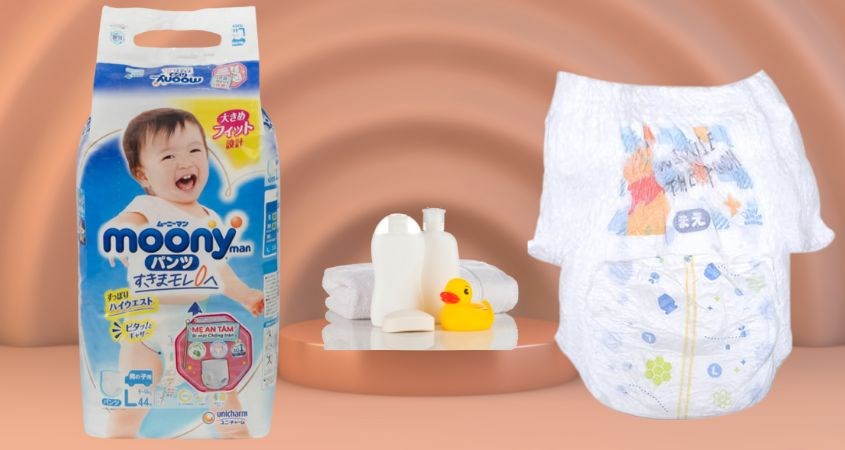Tã quần Moony man bé trai size L 44 miếng (9 - 14 kg) ôm sát cơ thể bé