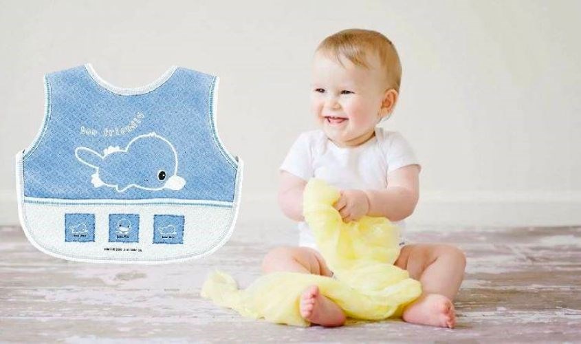 Yếm ăn cho bé cotton KuKu KU2204 - Màu ngẫu nhiên