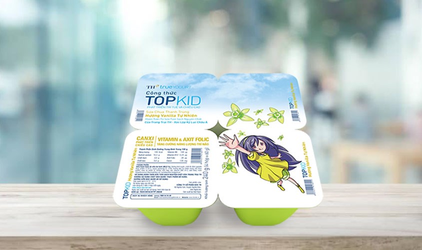 Lốc 4 hộp sữa chua thanh trùng TH true YOGURT Top Kid vị vani 60g