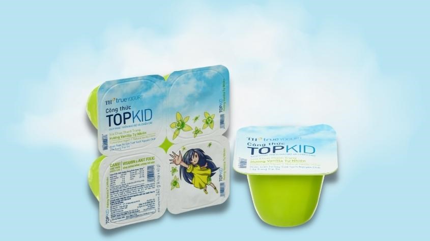 Lốc 4 hộp sữa chua thanh trùng TH true YOGURT Top Kid vị vani 60g