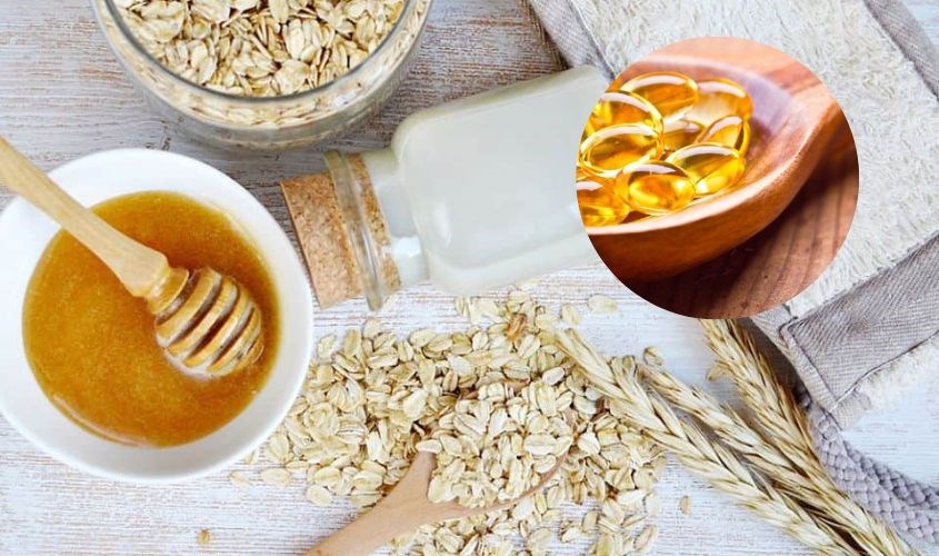 Mặt nạ vitamin E, mật ong nghệ và yến mạch