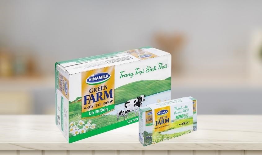 Thùng 48 hộp sữa tươi Vinamilk Green Farm có đường 180 ml