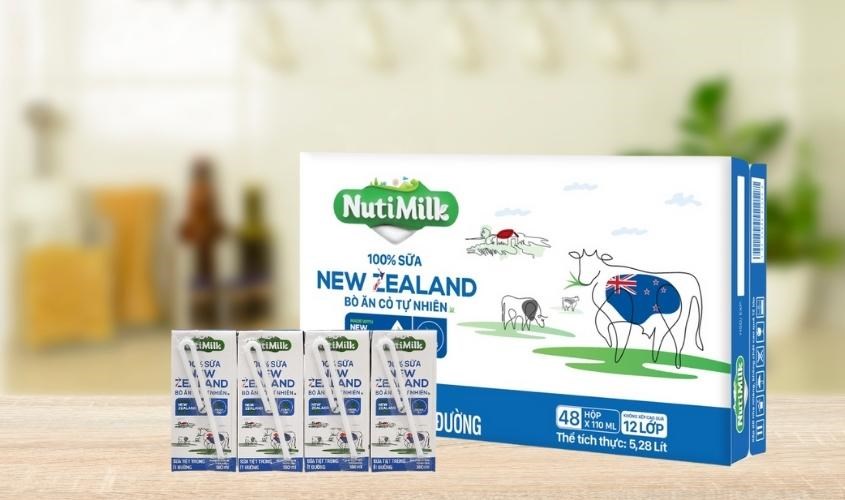 Thùng 48 hộp sữa tươi Nutimilk Newzealand ít đường 180 ml