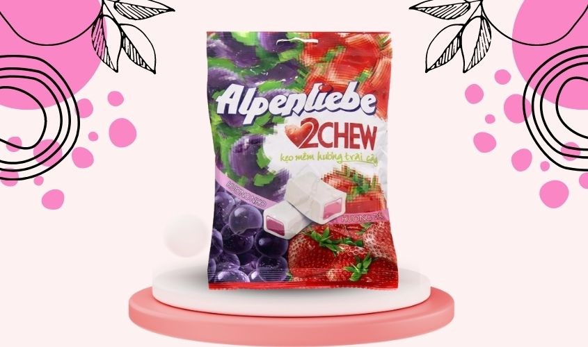 Kẹo mềm Alpenliebe 2Chew hương nho và dâu gói 87.5g (từ 3 tuổi)