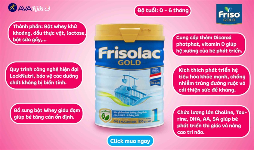 Sữa bột Frisolac Gold số 1 850g (0 - 6 tháng)