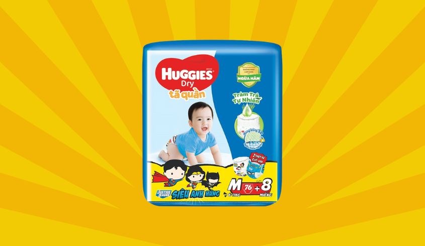 Tã quần Huggies Dry cực đại size M 84 miếng (6 - 11 kg)