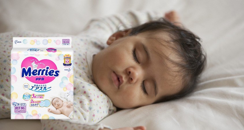 Tã dán Merries size NB 90 miếng (Dưới 5 kg)