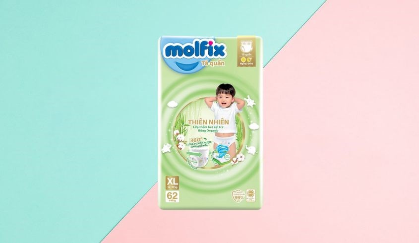 Tã quần Molfix thiên nhiên size XL 62 miếng (12 - 17 kg)