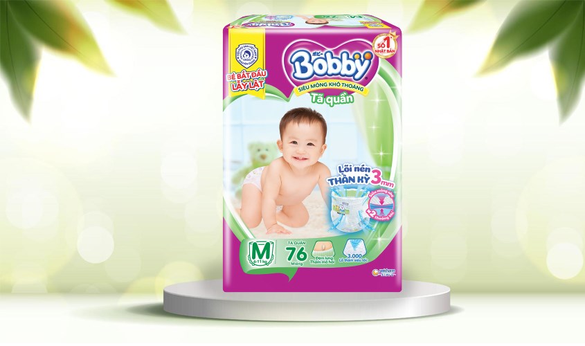 Tã quần Bobby size M 76 miếng (6 - 11 kg)