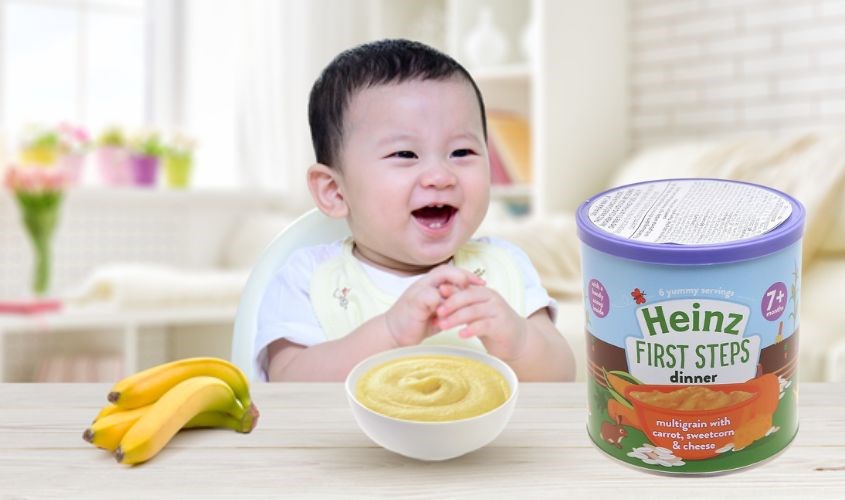 Bột ăn dặm Heinz cà rốt, phô mai và bắp ngọt lon 200g (từ 7 tháng)