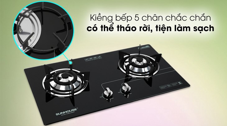 Bếp ga âm Sunhouse SHB5546MT sở hữu kiềng bếp 5 chân chắc chắn, chất liệu gang có độ bền cao, nâng đỡ tốt mọi kích cỡ nồi, chảo Bếp ga âm Sunhouse SHB5546MT sở hữu kiềng bếp 5 chân chắc chắn, chất liệu gang có độ bền cao, nâng đỡ tốt mọi kích cỡ nồi, chảo