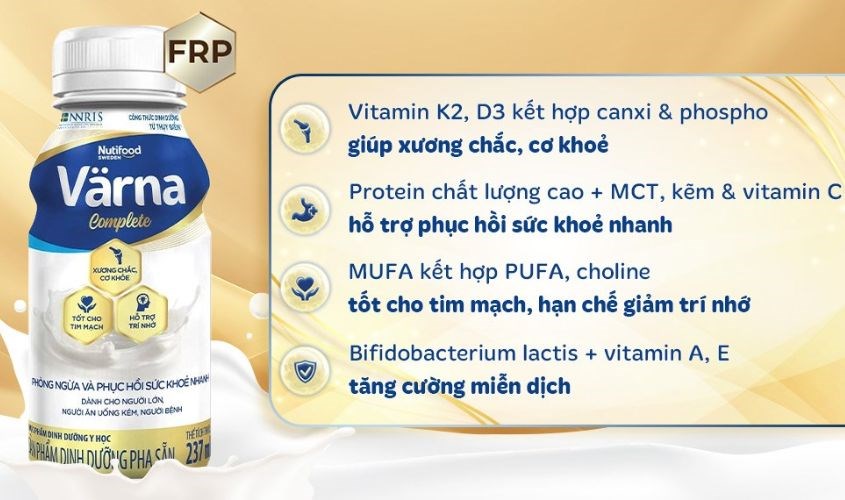 Lốc 6 chai sữa bột pha sẵn Nutifood Varna Complete hương nhạt thanh 237 ml