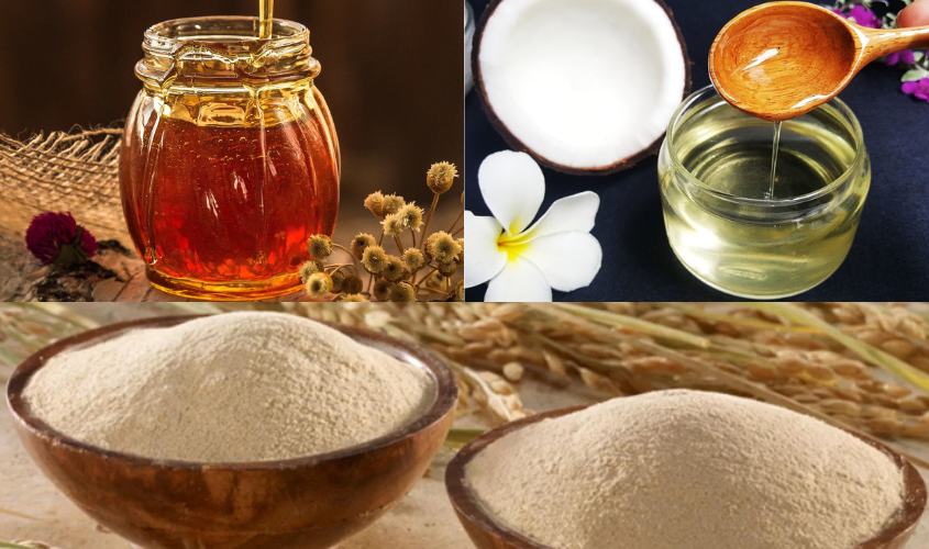 Cám gạo, mật ong, dầu dừa giúp se khít vùng kín tại nhà
