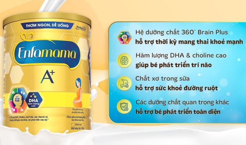 Sữa bầu Enfamama A+ 360° Brain Plus hương vani 830g