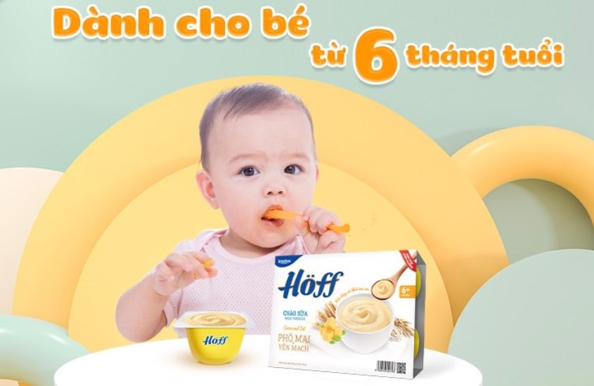 Lốc 6 hũ dinh dưỡng ăn dặm cháo sữa Hoff vị phô mai, yến mạch 55g (từ 6 tháng)