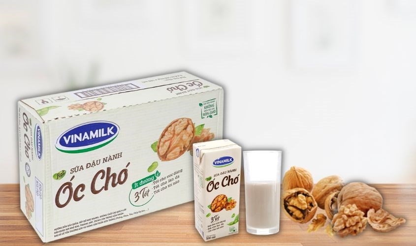 Thùng 48 hộp sữa đậu nành hạt óc chó Vinamilk 180 ml