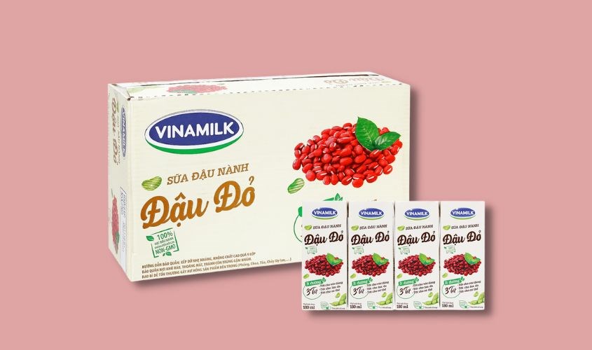 Lốc 4 hộp sữa đậu nành đậu đỏ Vinamilk 180 ml