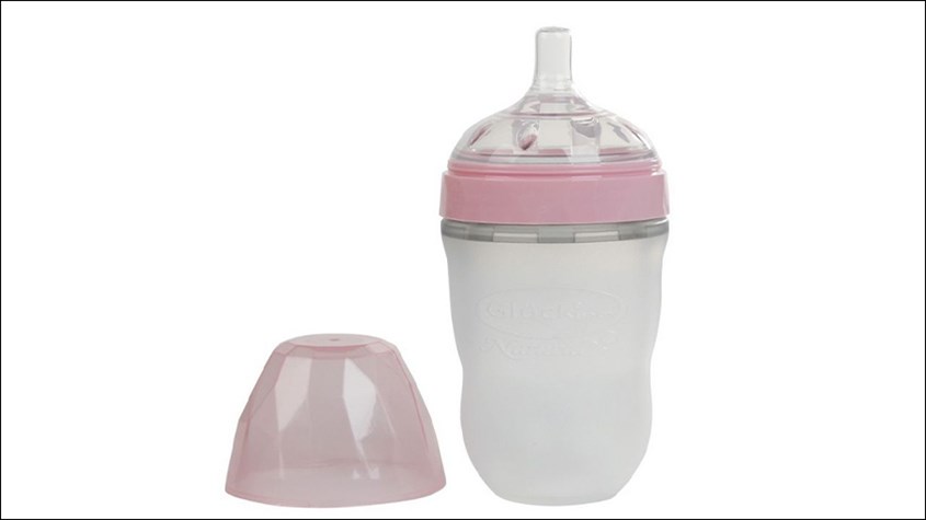 Bình sữa silicone Gluck Baby MMD240 cổ rộng 240 ml màu hồng