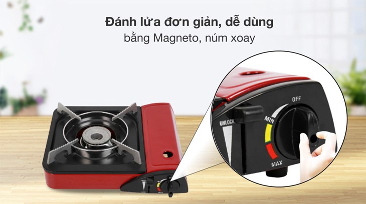 Bếp ga mini Duxton DG-150 sử dụng hệ thống đánh lửa Magneto bền bỉ, dễ dùng, nhạy bén, tránh thất thoát gas hiệu quả