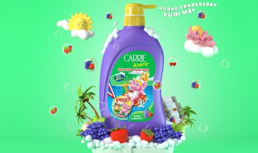 Sữa tắm & gội 2in1 cho bé Carrie Junior hương Grapeberry 280g (từ 2 tuổi)