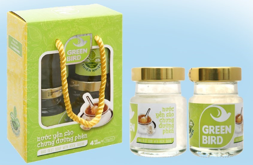 Lốc 4 hũ nước yến sào đường phèn Green Bird 72 g/hũ (từ 1 tuổi)