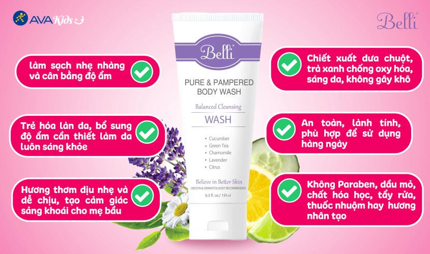 Sữa tắm Belli Pure & Pampered Body Wash