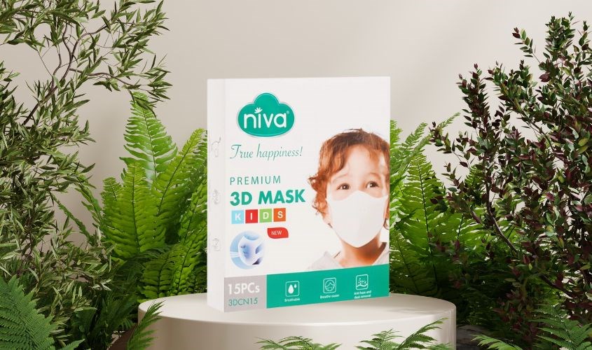 Hộp 15 cái khẩu trang y tế 3D cho bé Niva 3 lớp