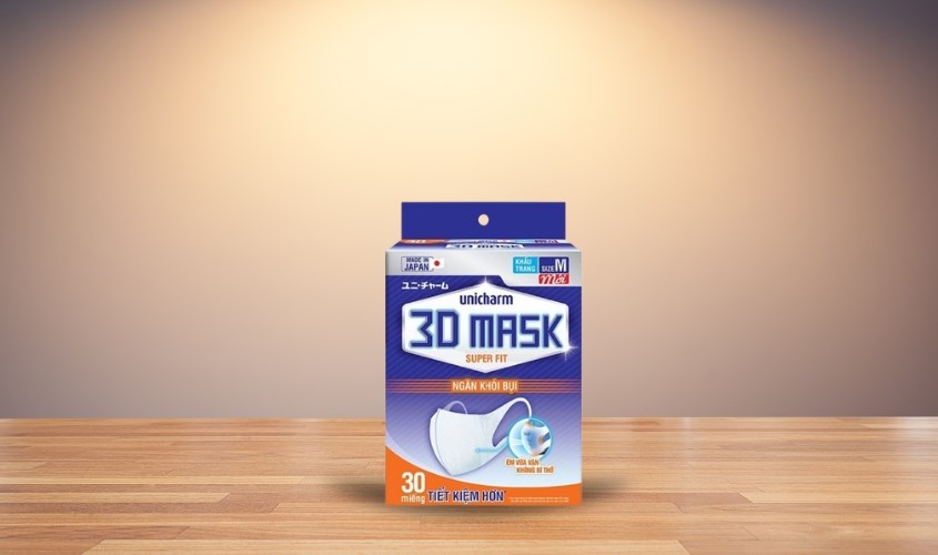 Hộp 30 cái khẩu trang y tế 3D Unicharm 2 lớp