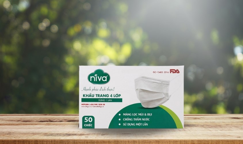 Hộp 50 cái khẩu trang y tế Niva 4 lớp