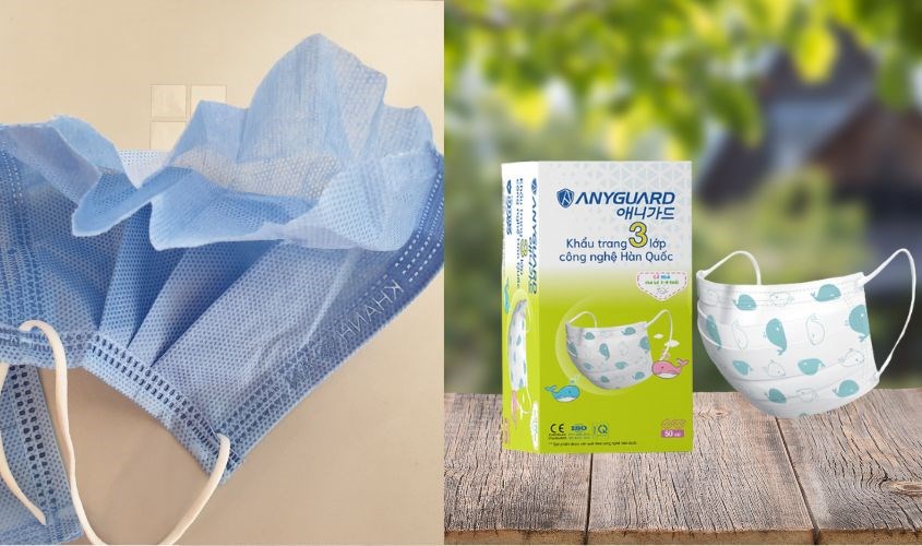 Hộp 50 cái khẩu trang y tế cho bé Anyguard 3 lớp