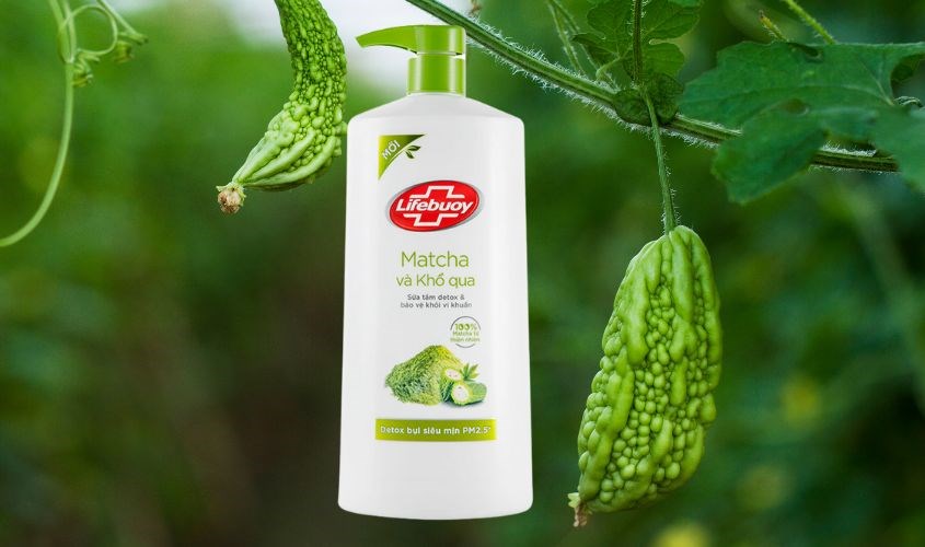 Sữa tắm Lifebuoy matcha và khổ qua trị mụn lưng hương dịu nhẹ 831 ml