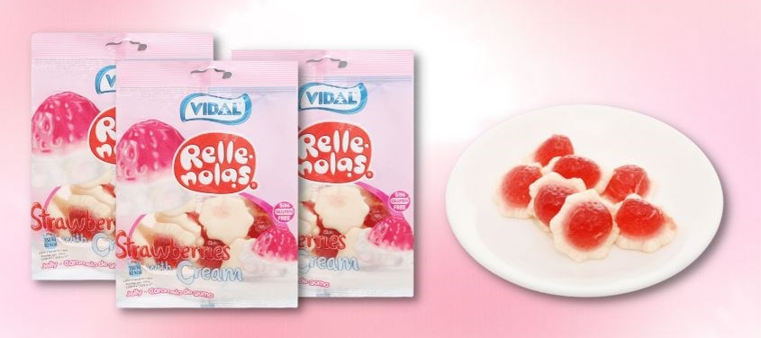 Kẹo dẻo Vidal Relle Nolas hương dâu và kem gói 100g được làm từ gelatin