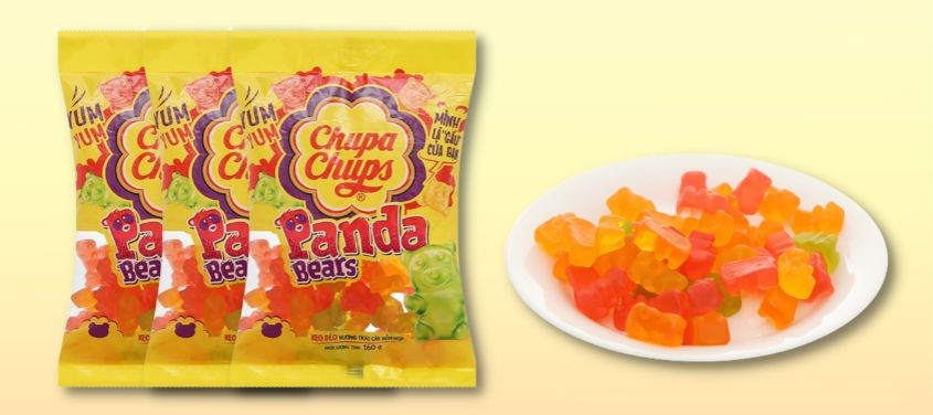 Kẹo dẻo Chupa Chups Panda Bears hương trái cây gói 160g chứa thành phần gelatin