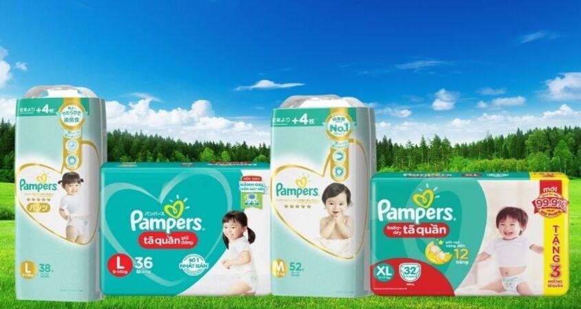 Bỉm Pampers khô thoáng suốt 10 tiếng