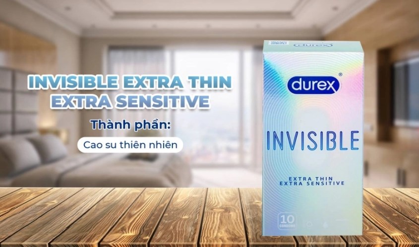 Hộp 10 cái bao cao su Durex Invisible 52 mm