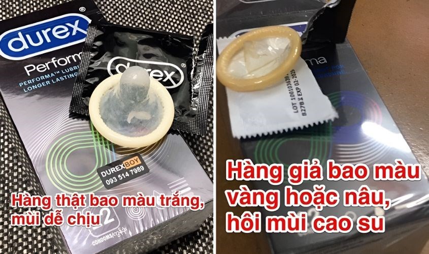 Phân biệt hộp 12 cái bao cao su Durex Performa 52 mm thật giả
