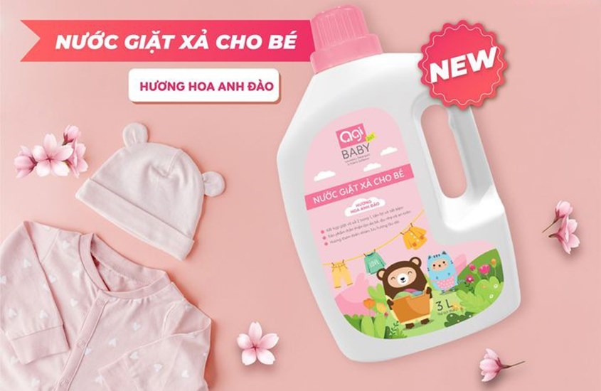 Nước giặt xả cho bé Agi hương hoa anh đào can 3 lít