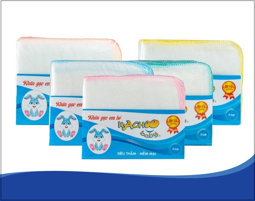  Dùng khăn sữa cotton KACHOOBABY 5 lớp 26x31 cm - Màu trắng lau sạch mũi cho bé